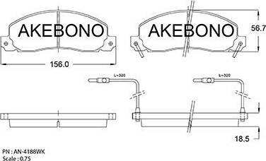 Akebono AN-4188WK - Bremžu uzliku kompl., Disku bremzes autospares.lv