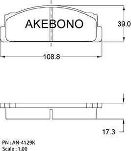 Akebono AN-4129KE - Bremžu uzliku kompl., Disku bremzes www.autospares.lv