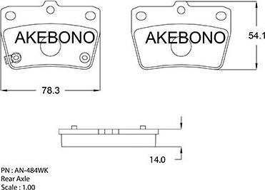 Akebono AN-484WK - Bremžu uzliku kompl., Disku bremzes autospares.lv