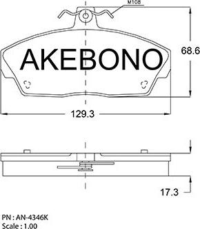 Akebono AN-4346KE - Bremžu uzliku kompl., Disku bremzes www.autospares.lv