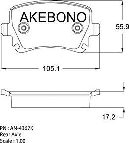 Akebono AN-4367KE - Brake Pad Set, disc brake www.autospares.lv