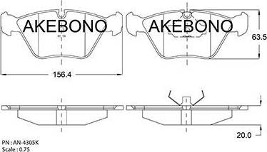 Akebono AN-4305K - Bremžu uzliku kompl., Disku bremzes autospares.lv