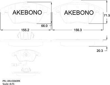 Akebono AN-4306WK - Bremžu uzliku kompl., Disku bremzes autospares.lv