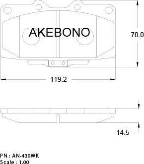 Akebono AN-430WK - Bremžu uzliku kompl., Disku bremzes www.autospares.lv