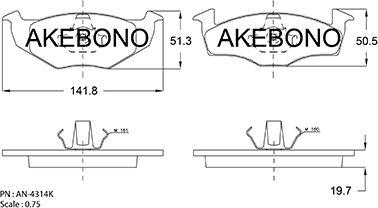 Akebono AN-4314KE - Тормозные колодки, дисковые, комплект www.autospares.lv