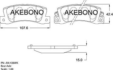 Akebono AN-438WKE - Brake Pad Set, disc brake www.autospares.lv