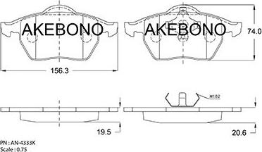 Akebono AN-4333KE - Brake Pad Set, disc brake www.autospares.lv