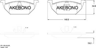 Akebono AN-4320K - Bremžu uzliku kompl., Disku bremzes www.autospares.lv