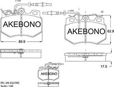 Akebono AN-4321WK - Bremžu uzliku kompl., Disku bremzes autospares.lv