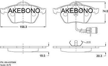 Akebono AN-4370WK - Тормозные колодки, дисковые, комплект www.autospares.lv