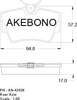 Akebono AN-4292KE - Bremžu uzliku kompl., Disku bremzes autospares.lv