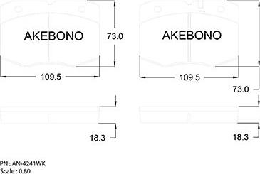 Akebono AN-4241WK - Bremžu uzliku kompl., Disku bremzes autospares.lv