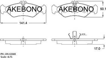 Akebono AN-4266K - Тормозные колодки, дисковые, комплект www.autospares.lv