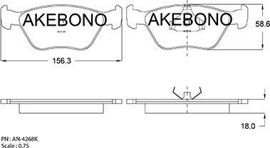 Akebono AN-4268KE - Bremžu uzliku kompl., Disku bremzes www.autospares.lv