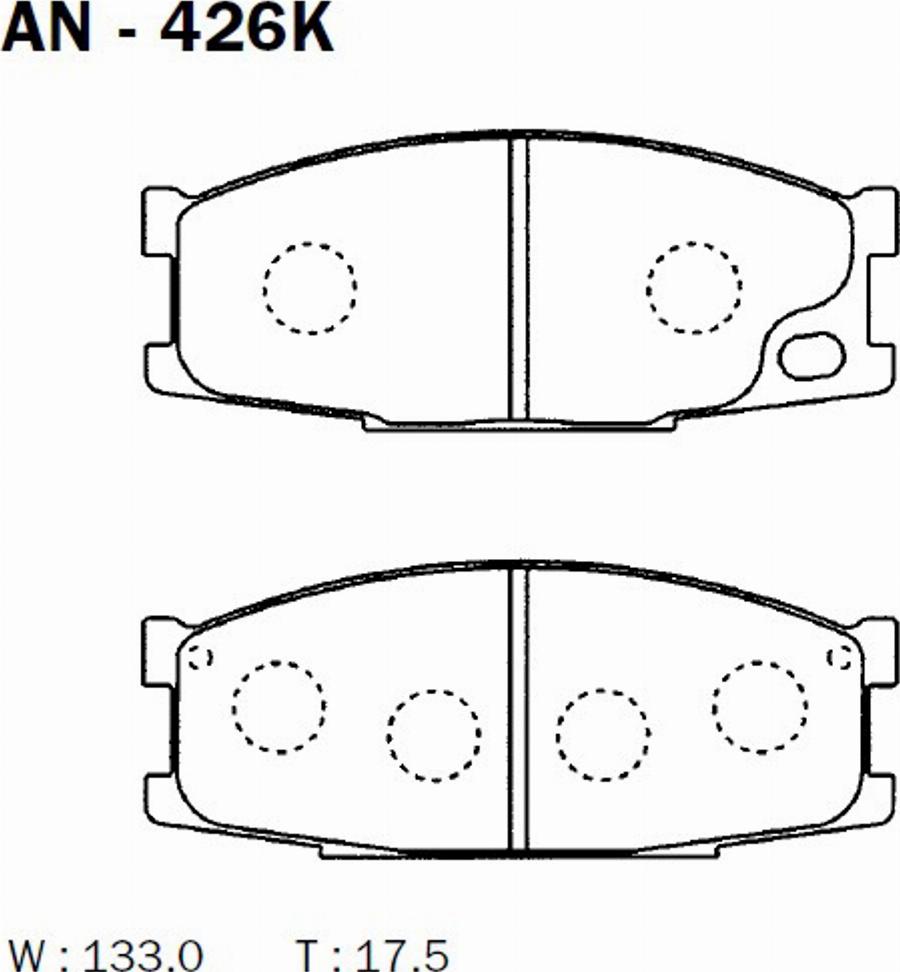 Akebono AN-426K - Bremžu uzliku kompl., Disku bremzes www.autospares.lv