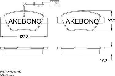 Akebono AN-4287WKE - Brake Pad Set, disc brake www.autospares.lv