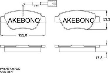 Akebono AN-4287WK - Brake Pad Set, disc brake www.autospares.lv