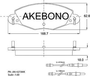 Akebono AN-4273WK - Bremžu uzliku kompl., Disku bremzes autospares.lv