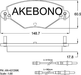 Akebono AN-4272WK - Тормозные колодки, дисковые, комплект www.autospares.lv