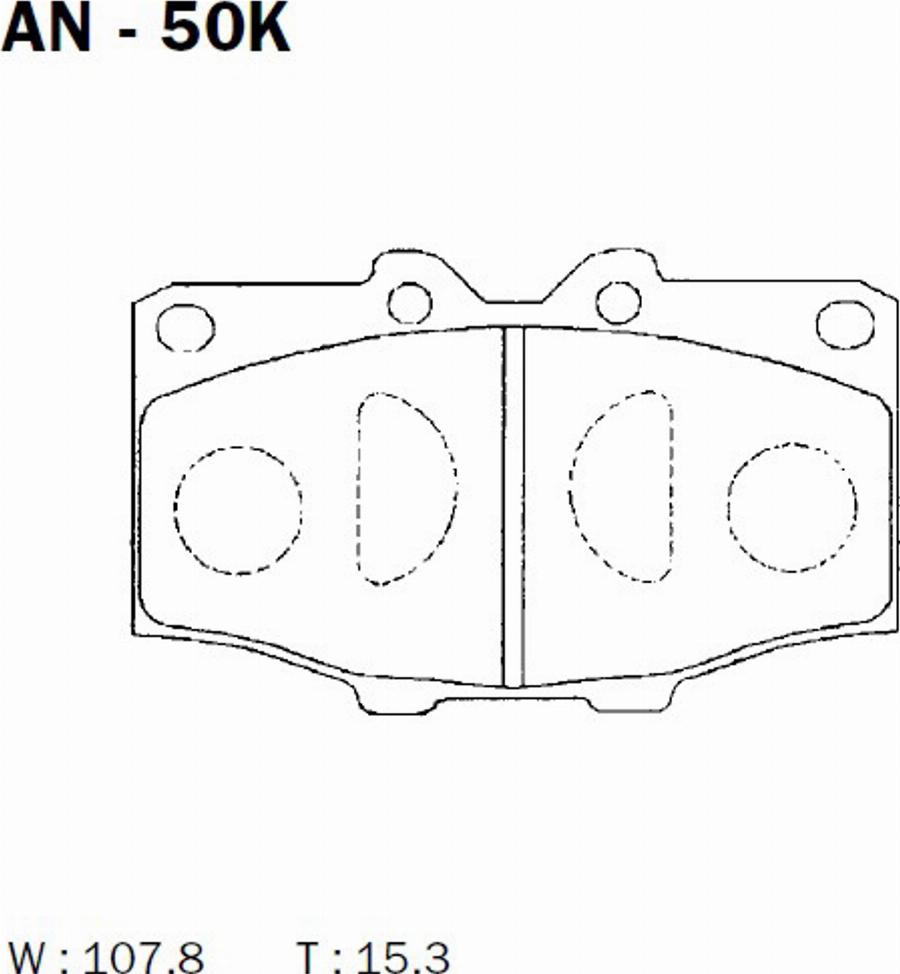 Akebono AN50K - Brake Pad Set, disc brake www.autospares.lv