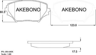 Akebono AN-640K - Brake Pad Set, disc brake www.autospares.lv