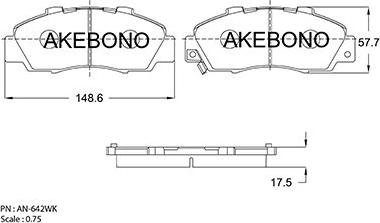 Akebono AN-642WK - Тормозные колодки, дисковые, комплект www.autospares.lv