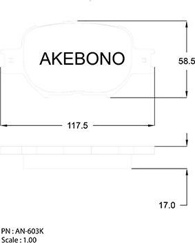 Akebono AN-603K - Bremžu uzliku kompl., Disku bremzes www.autospares.lv