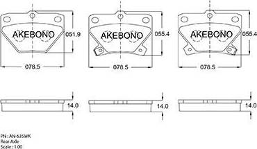 Akebono AN-635WK - Bremžu uzliku kompl., Disku bremzes www.autospares.lv