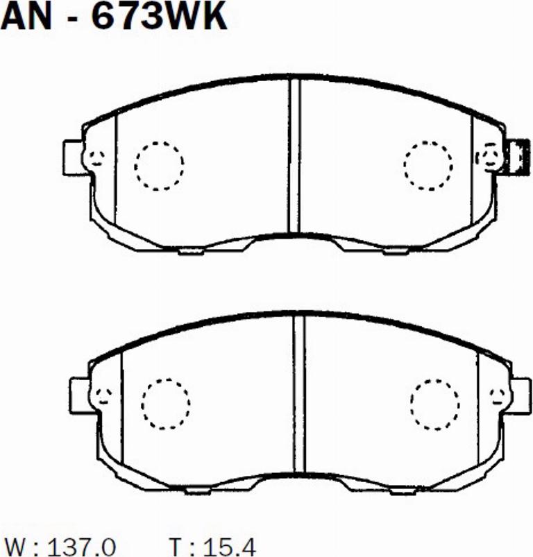 Akebono AN-673WK - Bremžu uzliku kompl., Disku bremzes www.autospares.lv