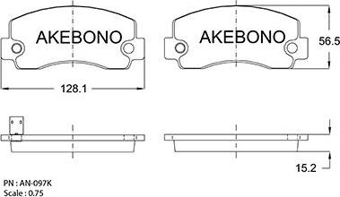 Akebono AN-097KE - Bremžu uzliku kompl., Disku bremzes www.autospares.lv