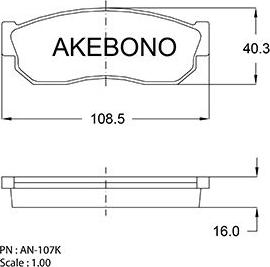 Akebono AN-107K - Bremžu uzliku kompl., Disku bremzes www.autospares.lv