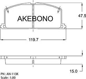 Akebono AN-113K - Bremžu uzliku kompl., Disku bremzes www.autospares.lv