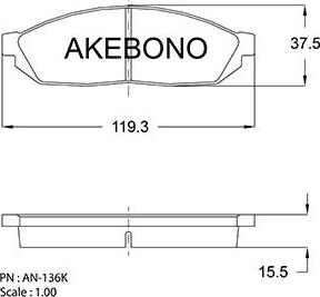 Akebono AN-136K - Bremžu uzliku kompl., Disku bremzes autospares.lv