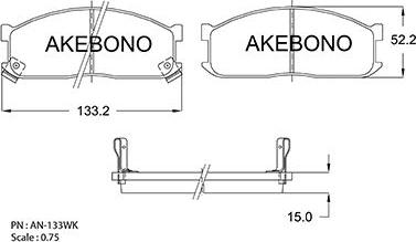 Akebono AN-133WKE - Bremžu uzliku kompl., Disku bremzes www.autospares.lv