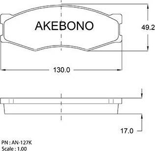 Akebono AN-127K - Brake Pad Set, disc brake www.autospares.lv