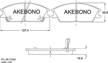 Akebono AN-173WKE - Bremžu uzliku kompl., Disku bremzes www.autospares.lv