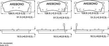 Akebono AN-8044WK - Тормозные колодки, дисковые, комплект www.autospares.lv