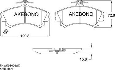 Akebono AN-8004WKE - Bremžu uzliku kompl., Disku bremzes autospares.lv