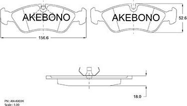 Akebono AN-8003K - Bremžu uzliku kompl., Disku bremzes autospares.lv