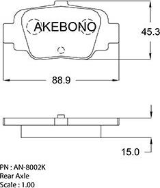 Akebono AN-8002K - Bremžu uzliku kompl., Disku bremzes www.autospares.lv