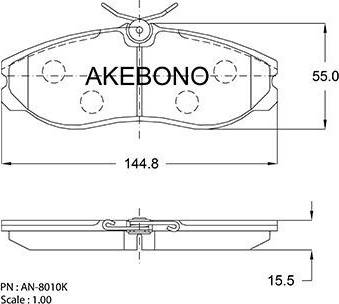 Akebono AN-8010K - Тормозные колодки, дисковые, комплект www.autospares.lv