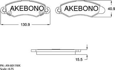 Akebono AN-8011WK - Brake Pad Set, disc brake www.autospares.lv