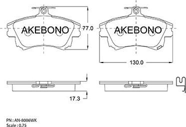 Akebono AN-8086WK - Bremžu uzliku kompl., Disku bremzes autospares.lv