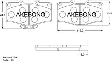 Akebono AN-8039WK - Brake Pad Set, disc brake www.autospares.lv