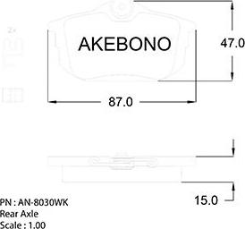 Akebono AN-8030WK - Brake Pad Set, disc brake www.autospares.lv