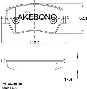 Akebono AN-8150WK - Bremžu uzliku kompl., Disku bremzes www.autospares.lv