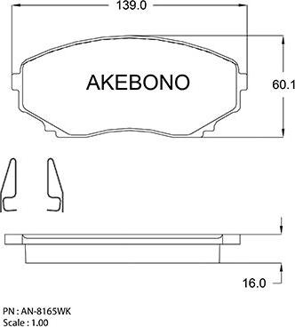 Akebono AN-8165WK - Тормозные колодки, дисковые, комплект www.autospares.lv