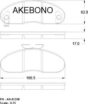 Akebono AN-8130K - Bremžu uzliku kompl., Disku bremzes autospares.lv