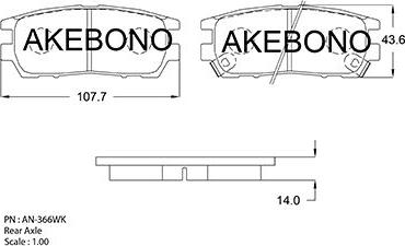 Akebono AN-366WKE - Bremžu uzliku kompl., Disku bremzes autospares.lv