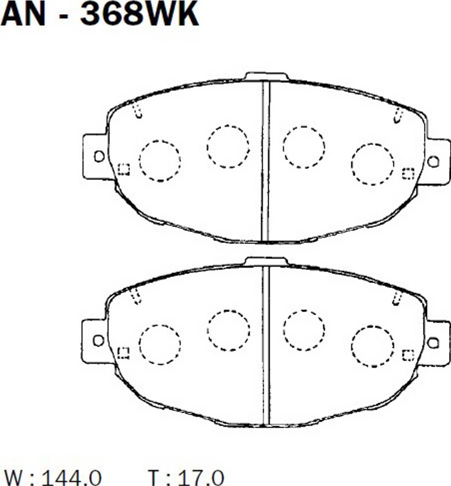 Akebono AN368WK - Тормозные колодки, дисковые, комплект www.autospares.lv